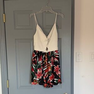 Pink Lily White and Floral Print Romper